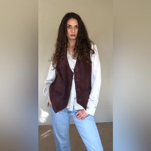Vintage Original Arizona Jean Company Leather Vest 4 Button Closure & Pockets